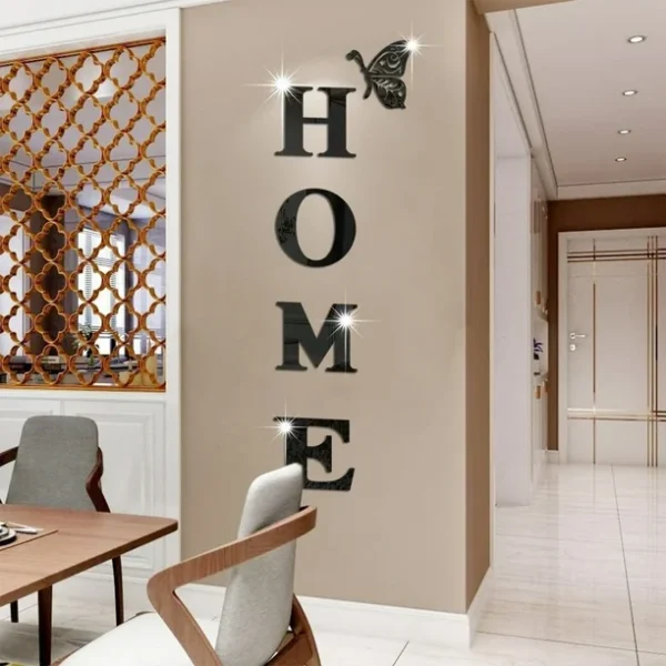 Acrylic Home Sign Letters Wall Decor, Acrylic Mirror Wall Stickers Family Wall Decoration for Living Room Bedroom Home Hallway(63 x 11.8In,Silver) - Image 2